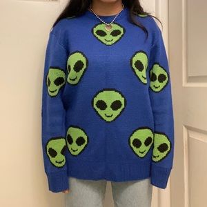 forever 21 cobalt blue oversized knit sweater